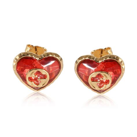 gucci crystal heart earrings|gucci bamboo heart earrings.